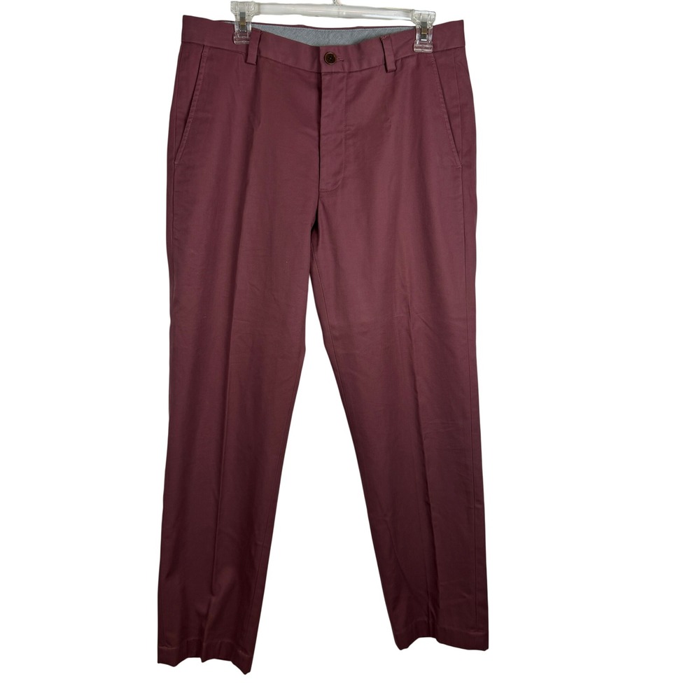 Brooks Brothers Clark Fit Chinos Mens 33x30 Burgundy Supima Cotton Stretch Pants